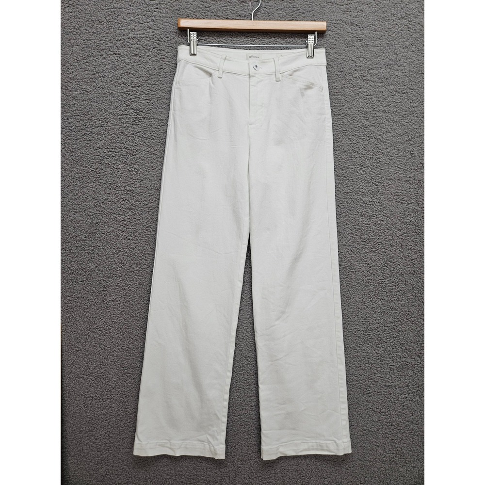 J.Jill Denim High-Rise Trouser Jeans 4P White Wide Leg Stretch Coastal Classic